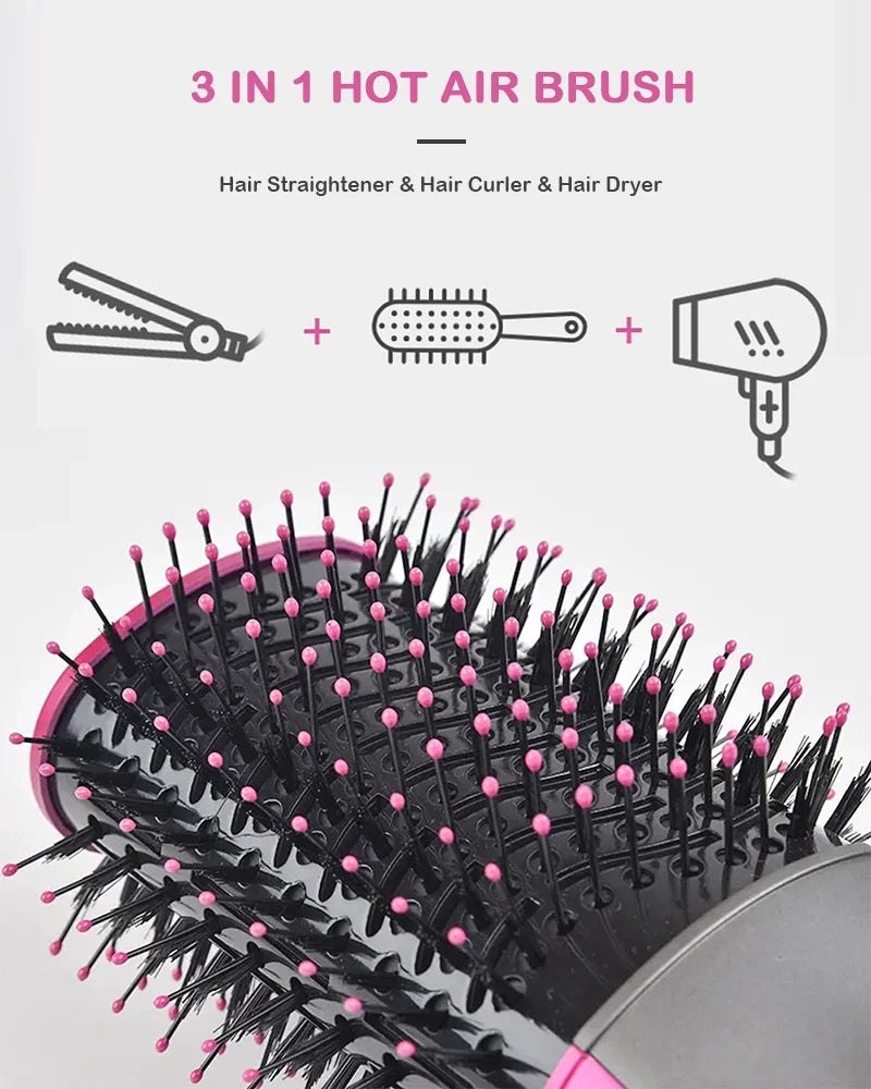 3 In 1 Hot Air Styling Comb for Straight Curly Hair